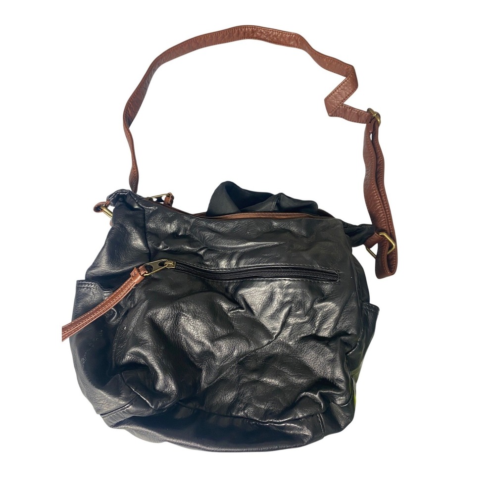 Naturalizer Black Brown Slouch Hobo Shoulder Crossbody Bag Faux Leather Purse